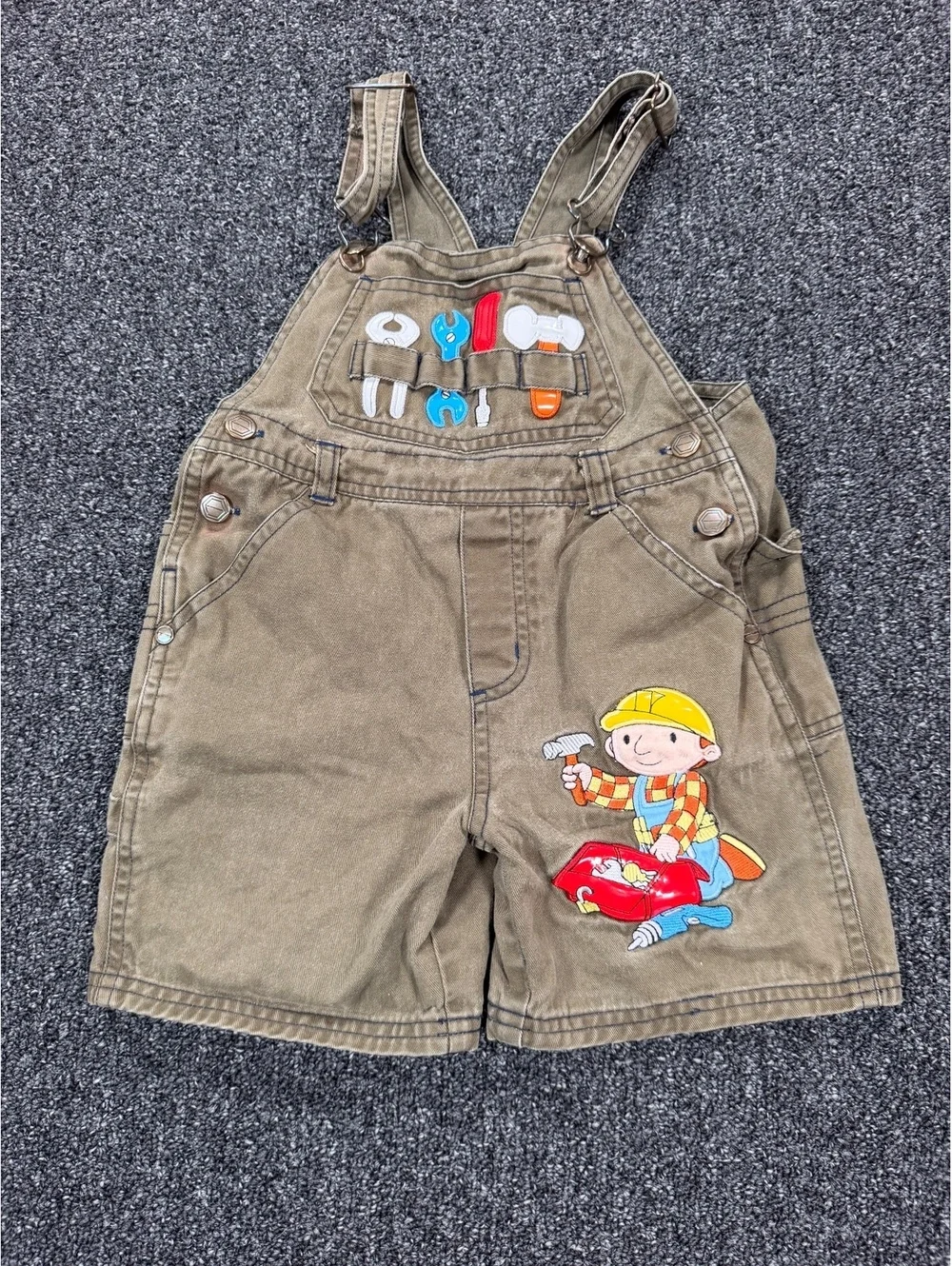 Vintage Y2K Toddler 3T olive green Bob the builder overalls